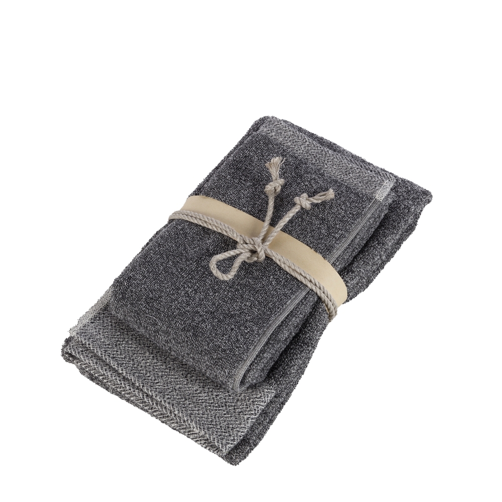 SALE E PEPE set of 2 towel-38x50+50x110-grey
